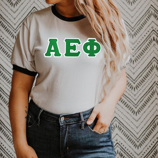 Alpha Epsilon Phi DISCOUNT-Alpha Epsilon Phi Lettered Ringer Shirt