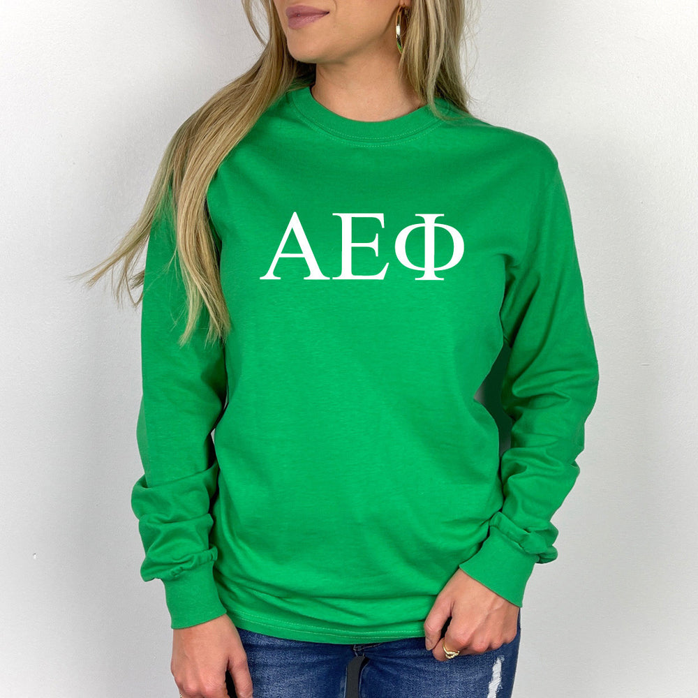 Alpha Epsilon Phi Lettered World Famous Greek Crewneck Alpha Epsilon Phi Lettered World Famous Greek Crewneck