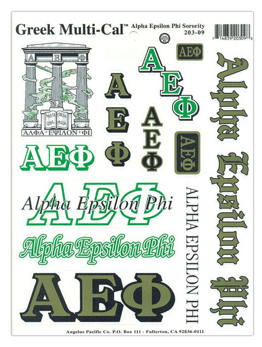 Alpha Epsilon Phi Multi Greek Decal Sheet Alpha Epsilon Phi Multi Greek Decal Sheet