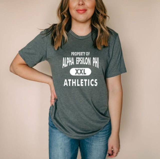 Alpha Epsilon Phi Property Of Athletics T Shirt Alpha Epsilon Phi Property Of Athletics T-Shirt