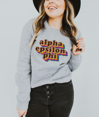 Alpha Epsilon Phi Retro Maya Crewneck Sweatshirts Alpha Epsilon Phi Retro Maya Crewneck Sweatshirts