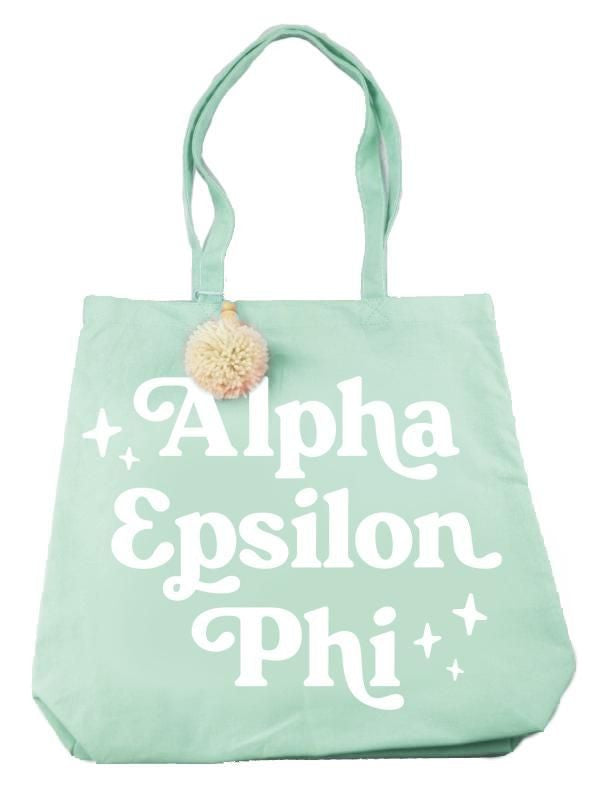 Alpha Epsilon Phi Retro Pom Pom Tote Bag Alpha Epsilon Phi Retro Pom Pom Tote Bag