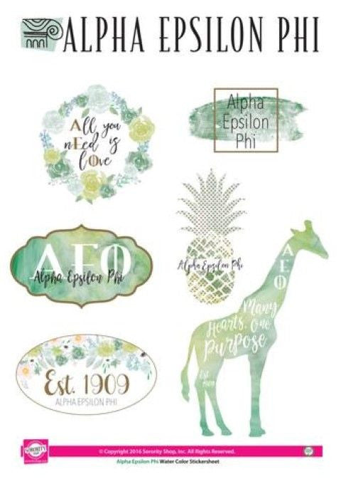 Alpha Epsilon Phi Water Color Stickers