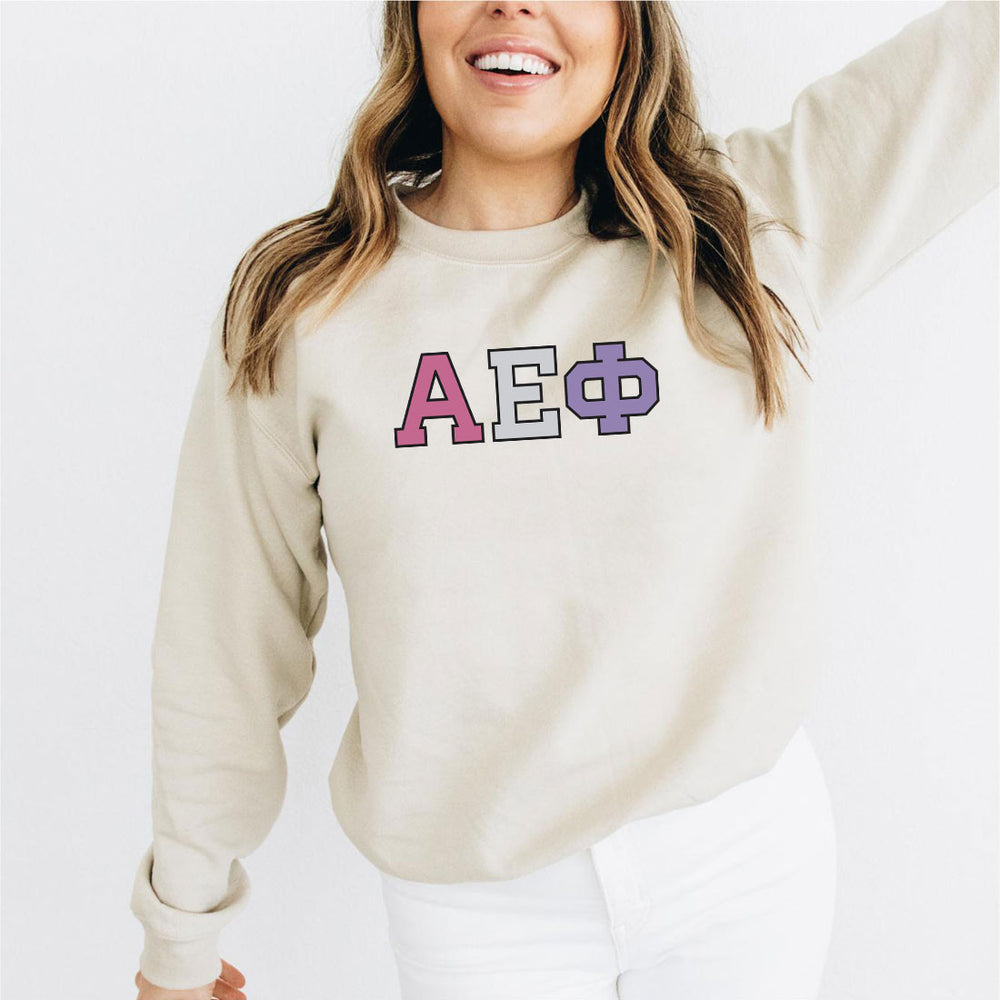 Alpha Epsilon Phi Pastel Greek Crewneck Sweatshirt Alpha Epsilon Phi Pastel Greek Crewneck Sweatshirt