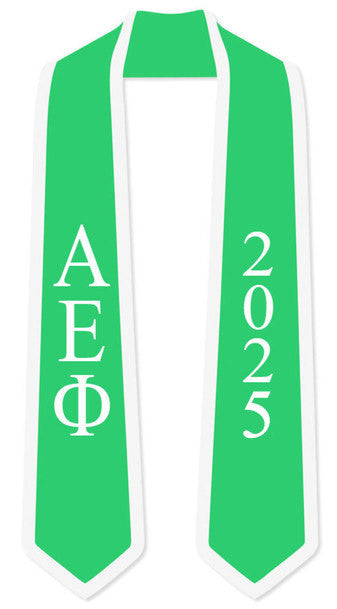 Discount Alpha Epsilon Phi Greek 2 Tone Lettered Graduation Sash Stole W/ Year DISCOUNT-Alpha Epsilon Phi Greek 2 Tone Lettered Graduation Sash Stole w/ Year