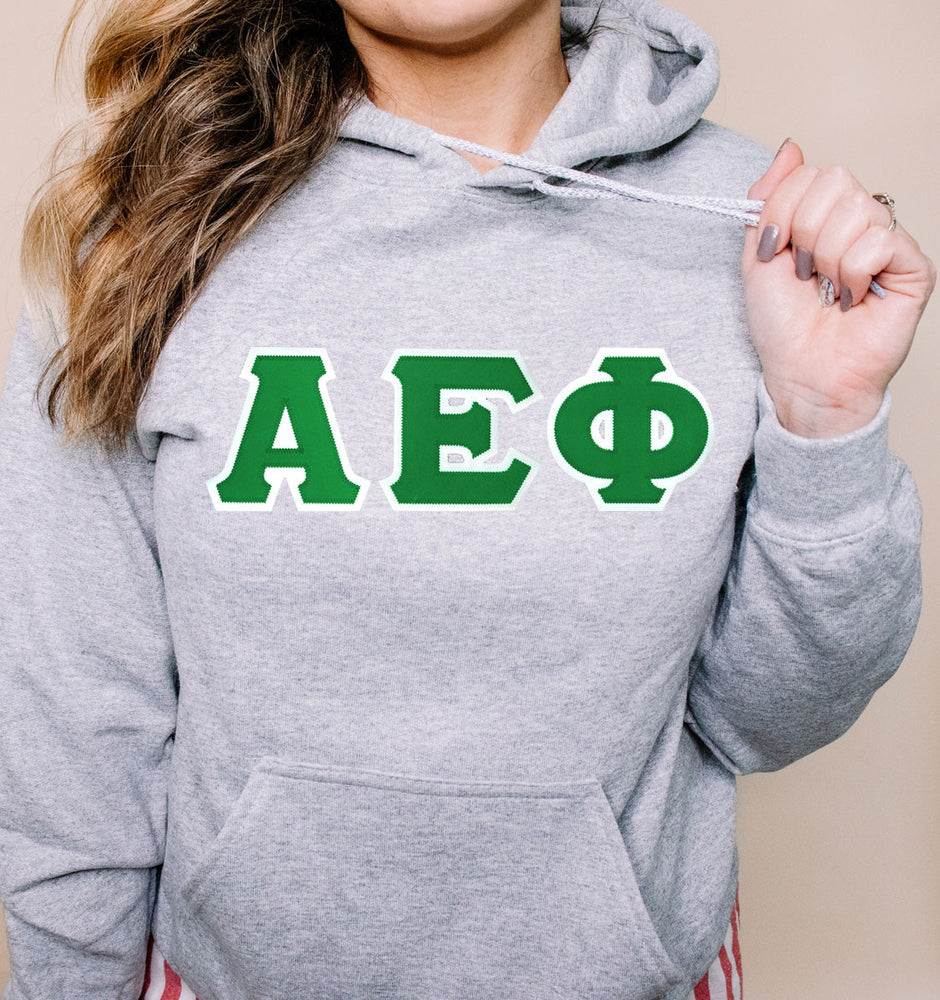 Discount Alpha Epsilon Phi Lettered Hooded Sweatshirt Best Value DISCOUNT Alpha Epsilon Phi Lettered Hooded Sweatshirt - Best Value