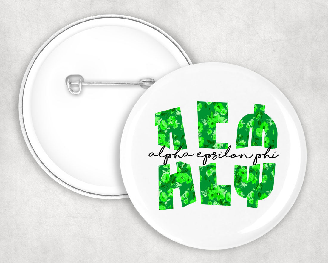 Alpha Epsilon Phi Big Floral Pin Buttons Alpha Epsilon Phi Big Floral Pin Buttons