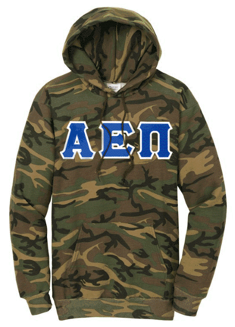 Discount Alpha Epsilon Pi Camo Pullover Hooded Sweatshirt DISCOUNT-Alpha Epsilon Pi Camo Pullover Hooded Sweatshirt