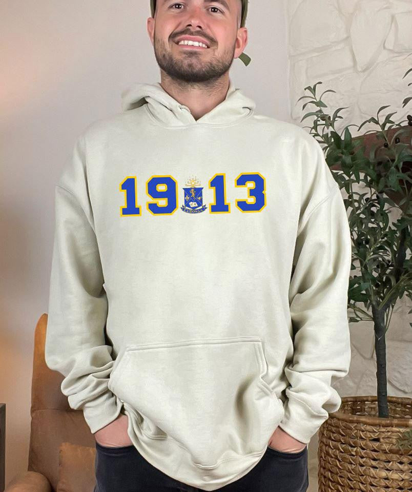 Alpha Epsilon Pi Crest Year Hooded Sweatshirt Alpha Epsilon Pi Crest Year Hooded Sweatshirt