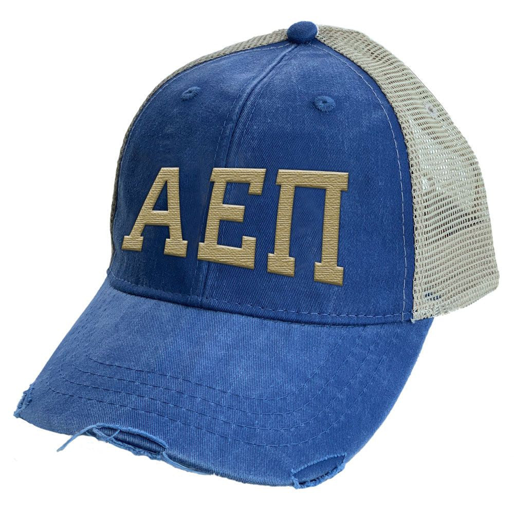 Alpha Epsilon Pi Distressed Trucker Hat Alpha Epsilon Pi Distressed Trucker Hat