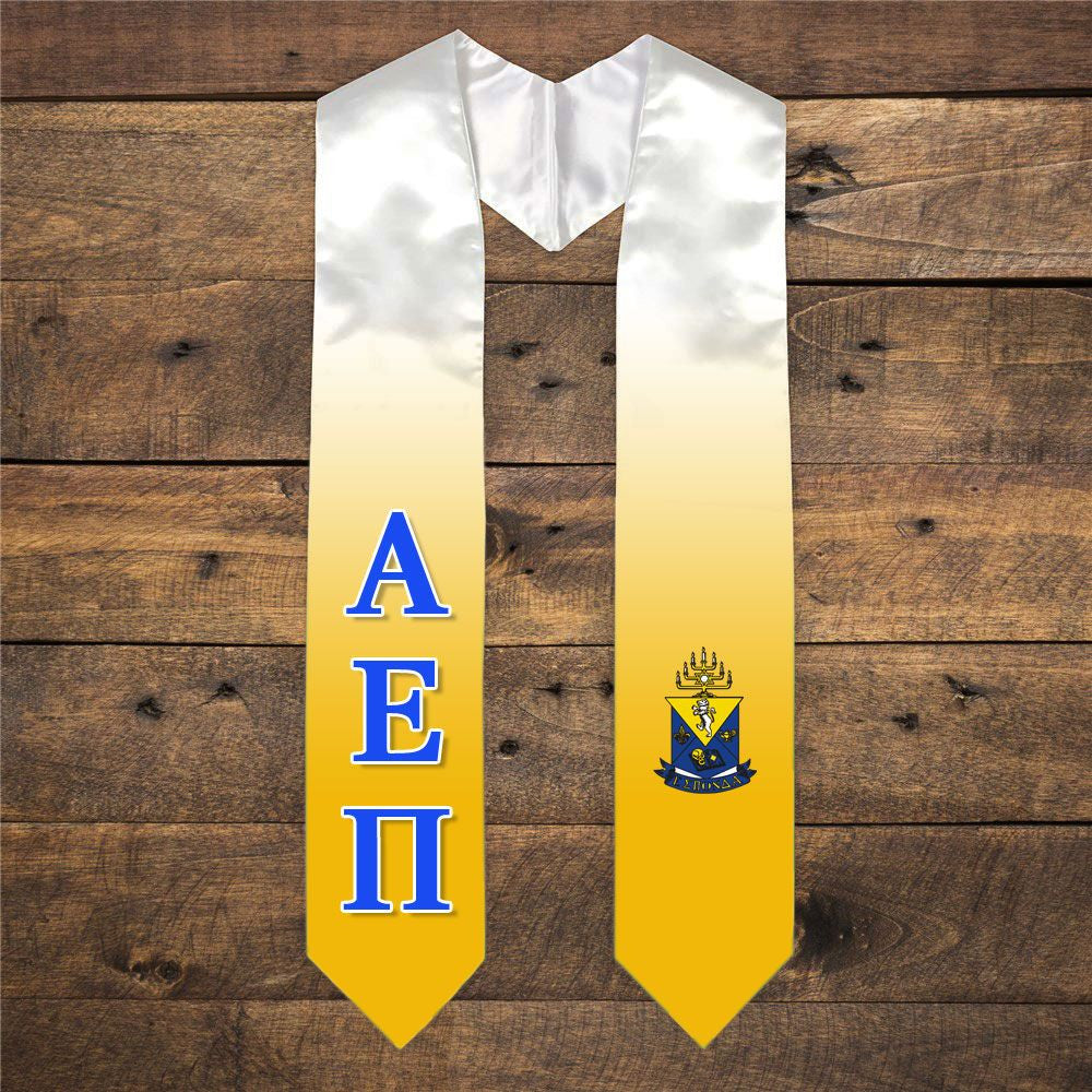 Alpha Epsilon Pi Extra Fancy Simple Greek Graduation Stole W Crest Alpha Epsilon Pi Extra Fancy Simple Greek Graduation Stole W Crest