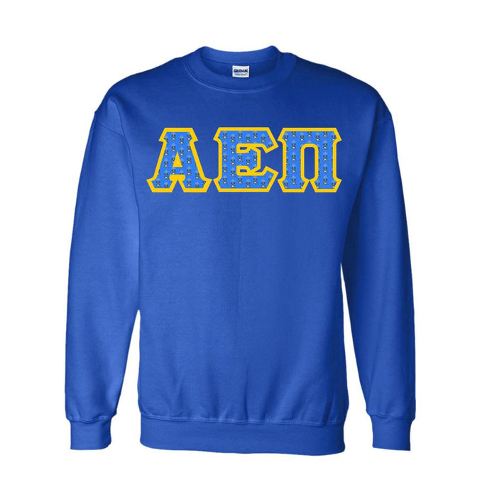 Alpha Epsilon Pi Fraternity Crest Shield Twill Letter Crewneck Sweatshirt Alpha Epsilon Pi Fraternity Crest - Shield Twill Letter Crewneck Sweatshirt