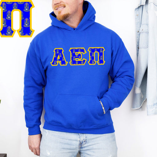 Alpha Epsilon Pi Fraternity Crest - Shield Twill Letter Hooded Sweatshirt