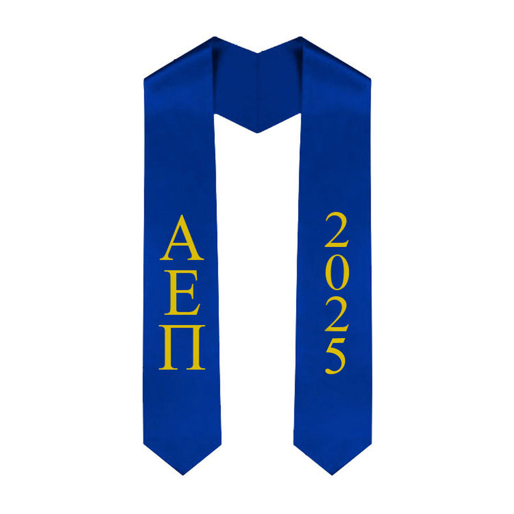 Alpha Epsilon Pi Greek Lettered Graduation Sash Stole With Year Best Value Alpha Epsilon Pi Greek Lettered Graduation Sash Stole With Year - Best Value