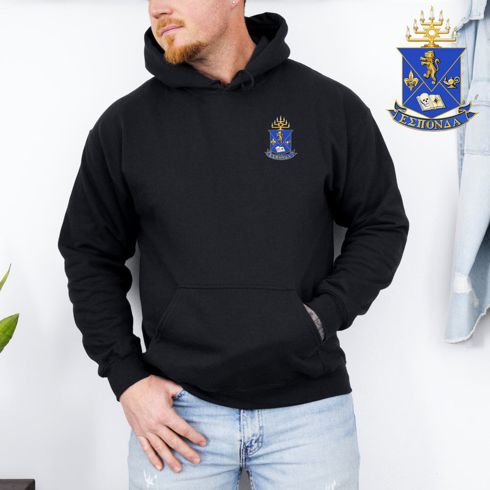Discount Alpha Epsilon Pi Crest Shield Emblem Hooded Sweatshirt DISCOUNT-Alpha Epsilon Pi Crest - Shield Emblem Hooded Sweatshirt