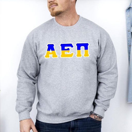 Alpha Epsilon Pi Alpha Epsilon Pi Two Toned Greek Lettered Crewneck Sweatshirts