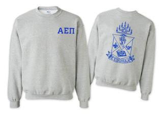 Printify Alpha Epsilon Pi World Famous Crest Shield Crewneck Sweatshirts Alpha Epsilon Pi World Famous Crest - Shield Crewneck Sweatshirts