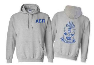 Printify Alpha Epsilon Pi World Famous Crest Shield Hooded Sweatshirt Alpha Epsilon Pi World Famous Crest - Shield Hooded Sweatshirt