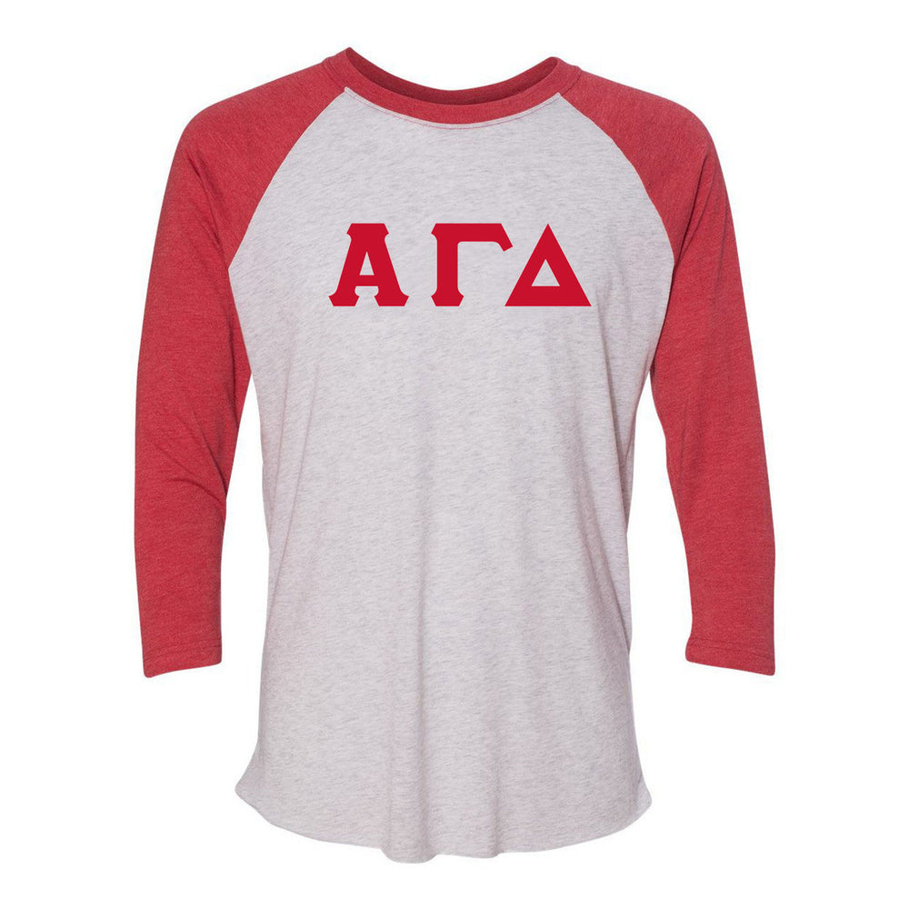 Alpha Gamma Delta Unisex Tri Blend Three Quarter Sleeve Baseball Raglan Tee Alpha Gamma Delta Unisex Tri-Blend Three-Quarter Sleeve Baseball Raglan Tee
