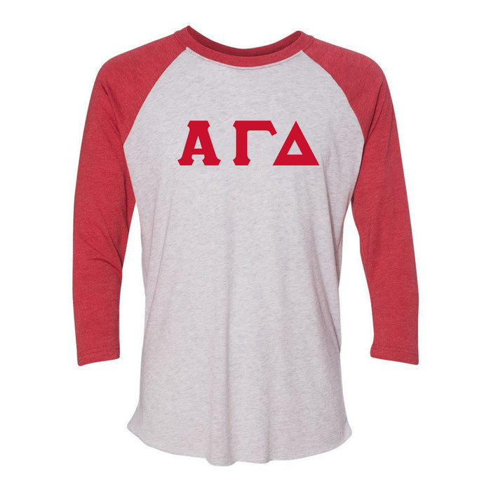 Alpha Gamma Delta Unisex Tri Blend Three Quarter Sleeve Baseball Raglan Tee Alpha Gamma Delta Unisex Tri-Blend Three-Quarter Sleeve Baseball Raglan Tee