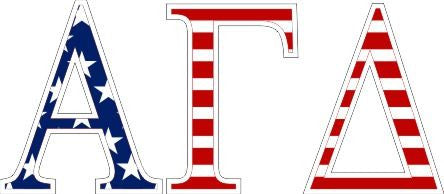 Alpha Gamma Delta American Flag Greek Letter Sticker 2.5" Tall Alpha Gamma Delta American Flag Greek Letter Sticker - 2.5