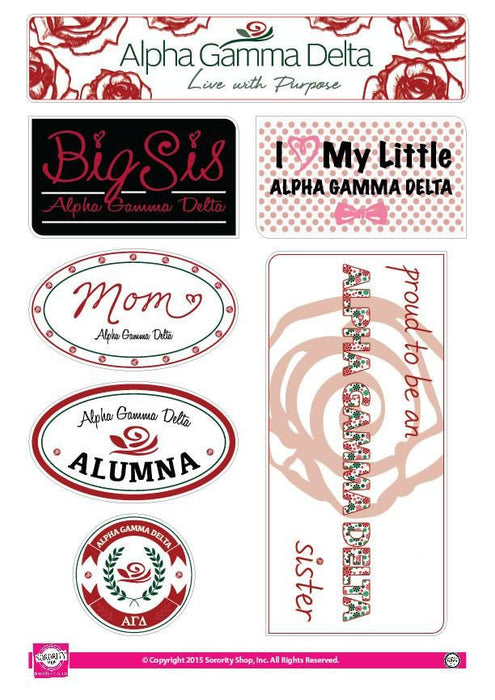 Alpha Gamma Delta Family Sticker Sheet Alpha Gamma Delta Family Sticker Sheet