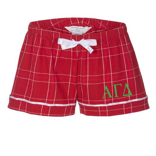 Alpha Gamma Delta Flannel Plaid Short Pj's Alpha Gamma Delta Flannel Plaid Short- PJ's