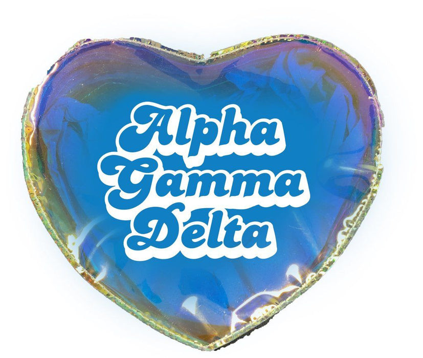 Alpha Gamma Delta Heart Shaped Makeup Bag Alpha Gamma Delta Heart Shaped Makeup Bag