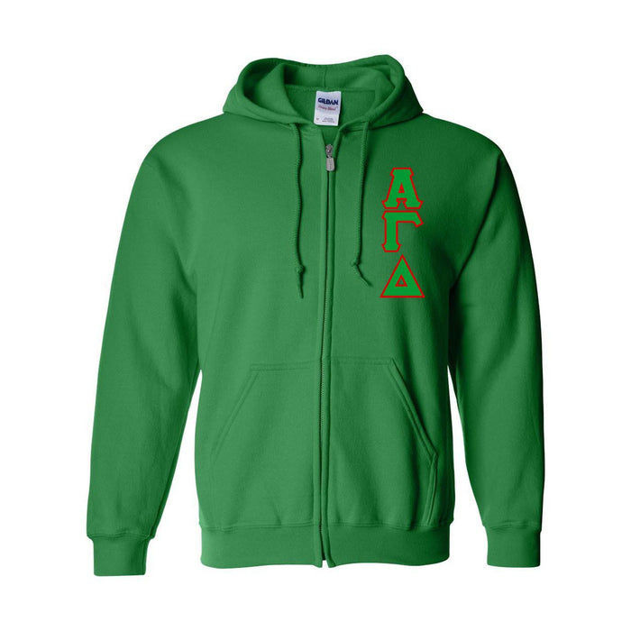 Alpha Gamma Delta Heavy Full Zip Hoodie 3" Letters Alpha Gamma Delta Heavy Full Zip Hoodie - 3