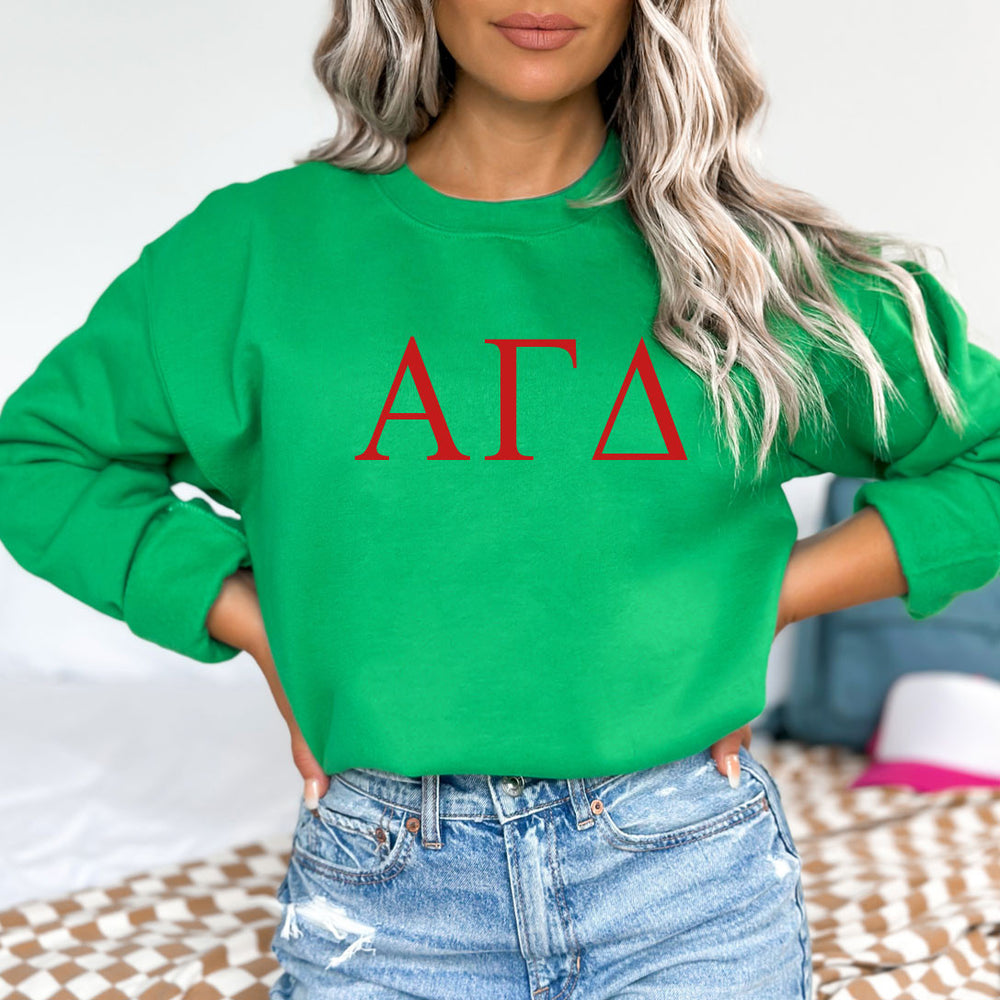 Alpha Gamma Delta Lettered World Famous Greek Crewneck Alpha Gamma Delta Lettered World Famous Greek Crewneck