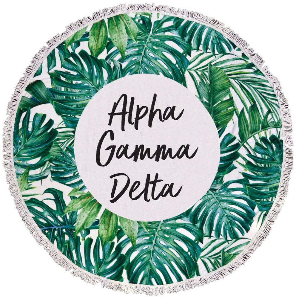 Alpha Gamma Delta Palm Leaf Fringe Towel Blanket Alpha Gamma Delta Palm Leaf Fringe Towel Blanket