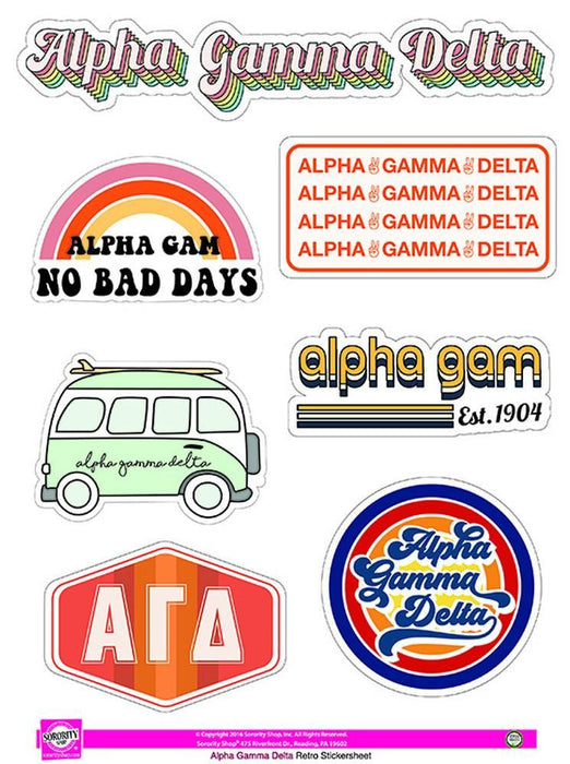 Alpha Gamma Delta Retro Sticker Sheet Alpha Gamma Delta Retro Sticker Sheet