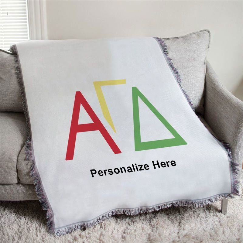 Alpha Gamma Delta Three Color Greek Letters Afghan Blanket Throw Alpha Gamma Delta Three Color Greek Letters Afghan Blanket Throw