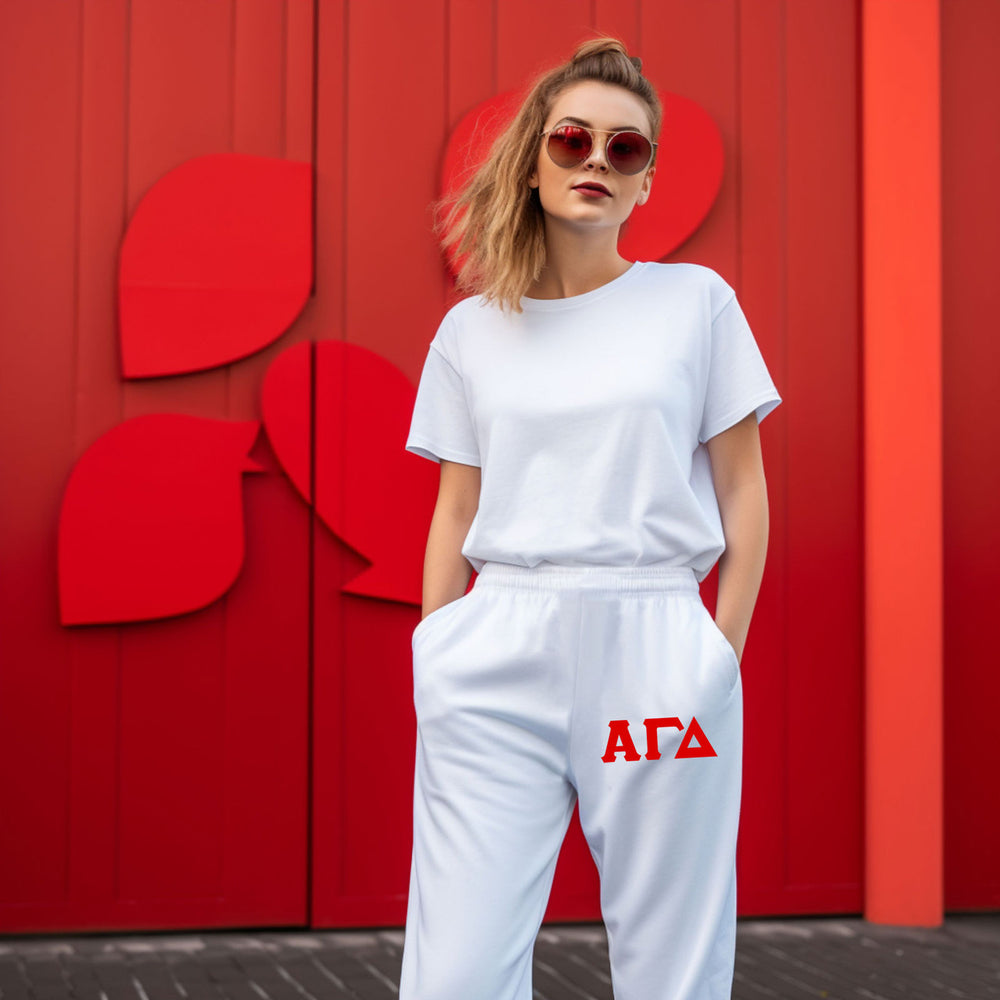 Alpha Gamma Delta Lettered Thigh Sweatpants Alpha Gamma Delta Lettered Thigh Sweatpants