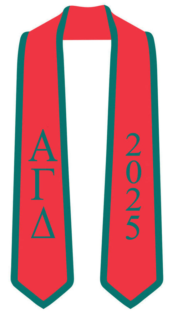 Discount Alpha Gamma Delta Greek 2 Tone Lettered Graduation Sash Stole W/ Year DISCOUNT-Alpha Gamma Delta Greek 2 Tone Lettered Graduation Sash Stole w/ Year