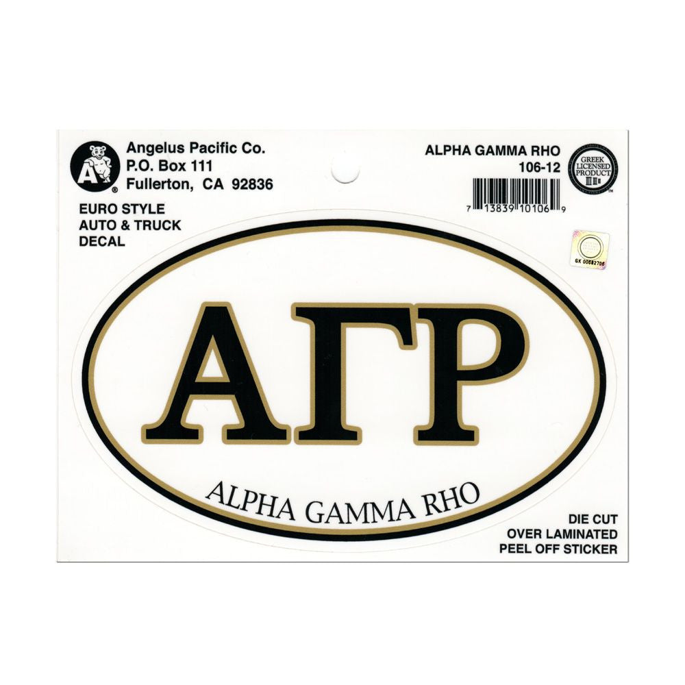 Alpha Gamma Rho Euro Decal Oval Sticker Alpha Gamma Rho Euro Decal Oval Sticker