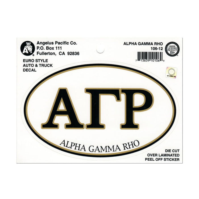 Alpha Gamma Rho Euro Decal Oval Sticker Alpha Gamma Rho Euro Decal Oval Sticker