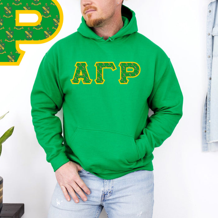 Alpha Gamma Rho Fraternity Crest Shield Twill Letter Hooded Sweatshirt Alpha Gamma Rho Fraternity Crest - Shield Twill Letter Hooded Sweatshirt