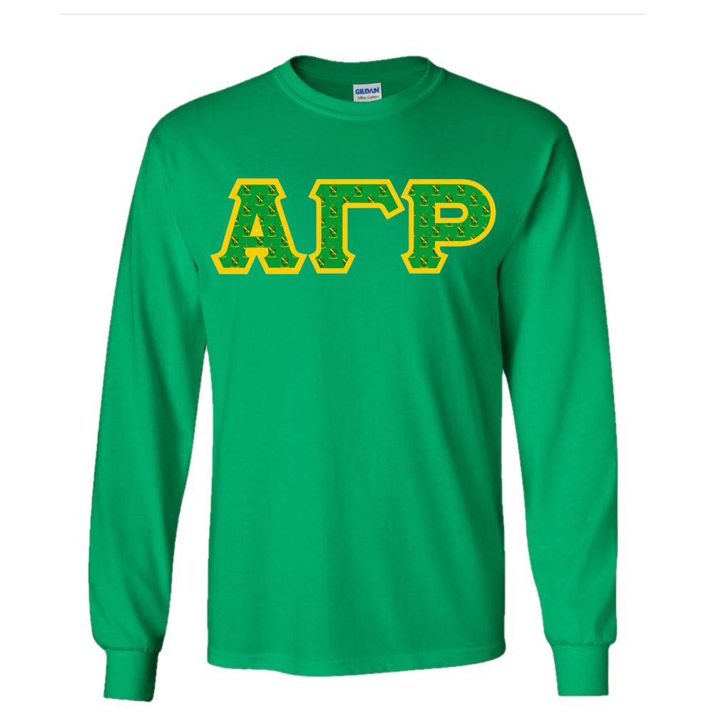 Alpha Gamma Rho Fraternity Crest Shield Twill Letter Longsleeve Tee Alpha Gamma Rho Fraternity Crest - Shield Twill Letter Longsleeve Tee