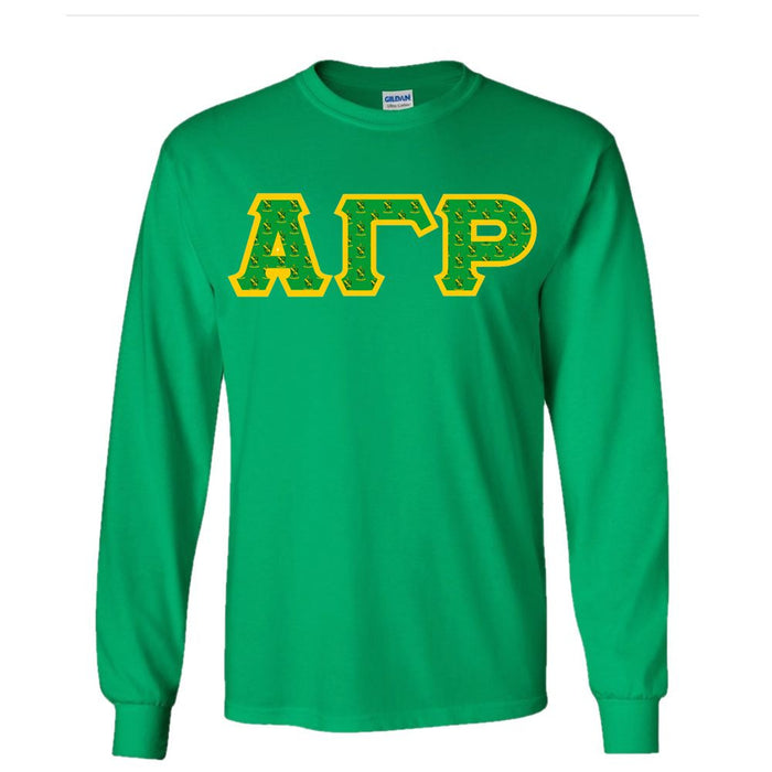 Alpha Gamma Rho Fraternity Crest Shield Twill Letter Longsleeve Tee Alpha Gamma Rho Fraternity Crest - Shield Twill Letter Longsleeve Tee