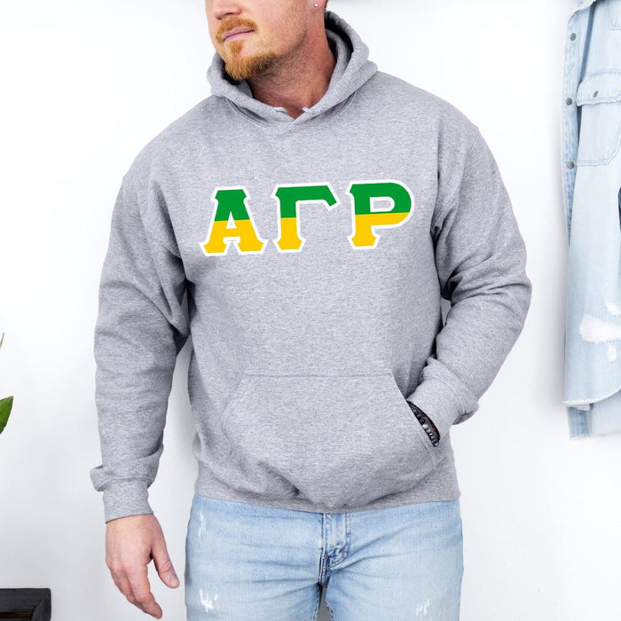 Printify Alpha Gamma Rho Two Toned Greek Lettered Hooded Sweatshirts Alpha Gamma Rho Two Toned Greek Lettered Hooded Sweatshirts