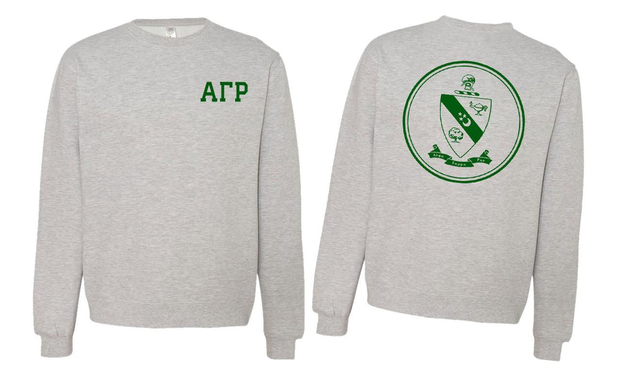 Printify Alpha Gamma Rho World Famous Crest Shield Crewneck Sweatshirts Alpha Gamma Rho World Famous Crest - Shield Crewneck Sweatshirts
