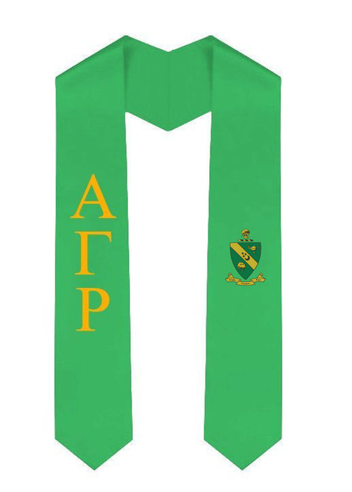 Alpha Gamma Rho Greek Lettered Graduation Sash Stole With Crest Alpha Gamma Rho Greek Lettered Graduation Sash Stole With Crest