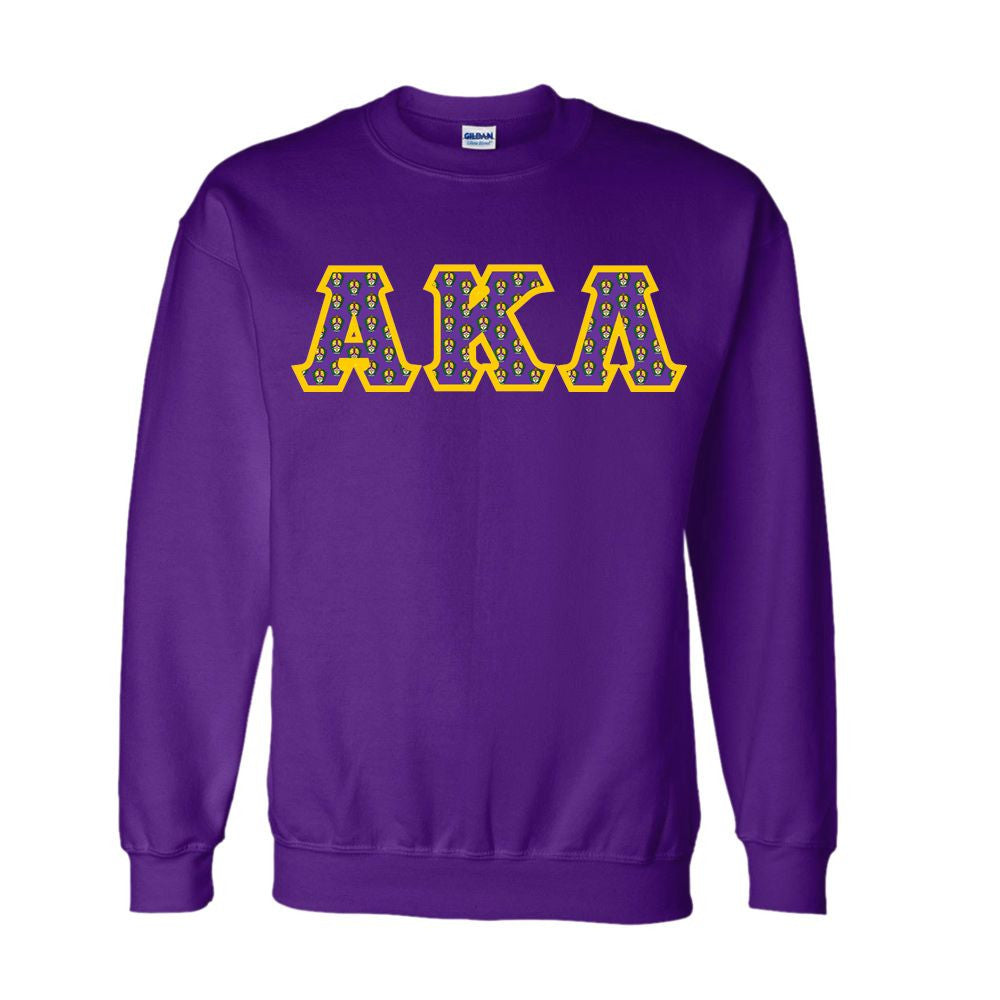 Alpha Kappa Lambda Fraternity Crest Shield Twill Letter Crewneck Sweatshirt Alpha Kappa Lambda Fraternity Crest - Shield Twill Letter Crewneck Sweatshirt