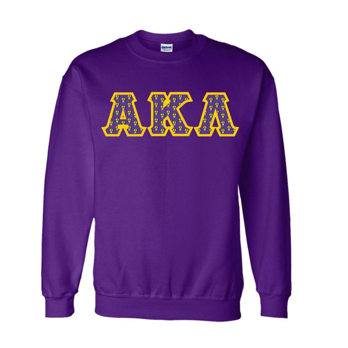 Alpha Kappa Lambda Fraternity Crest Shield Twill Letter Crewneck Sweatshirt Alpha Kappa Lambda Fraternity Crest - Shield Twill Letter Crewneck Sweatshirt