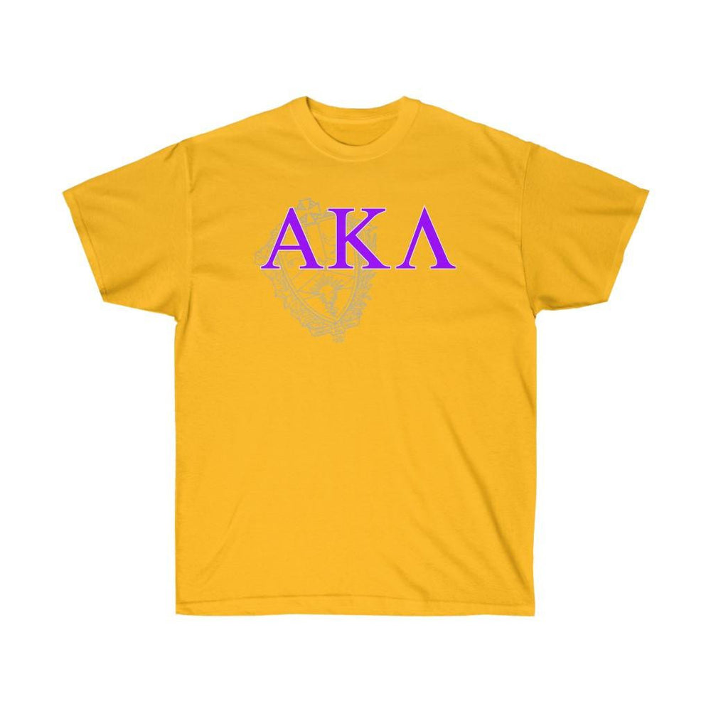 Printify Alpha Kappa Lambda Greek Crest Cotton Tee Alpha Kappa Lambda Greek Crest Cotton Tee