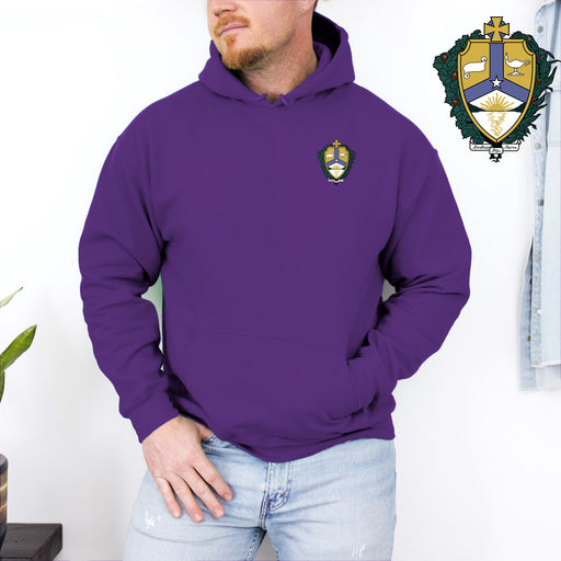 Alpha Kappa Lambda DISCOUNT-Alpha Kappa Lambda Crest - Shield Emblem Hooded Sweatshirt