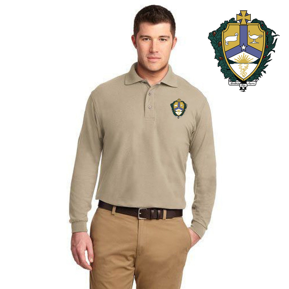Discount Alpha Kappa Lambda Emblem Long Sleeve Polo DISCOUNT-Alpha Kappa Lambda Emblem Long Sleeve Polo