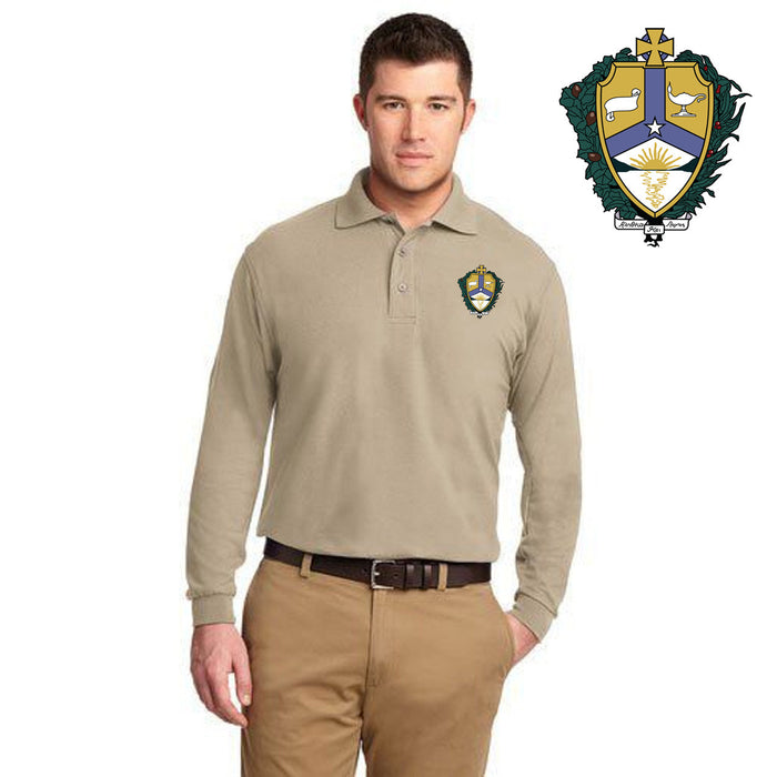 Discount Alpha Kappa Lambda Emblem Long Sleeve Polo DISCOUNT-Alpha Kappa Lambda Emblem Long Sleeve Polo