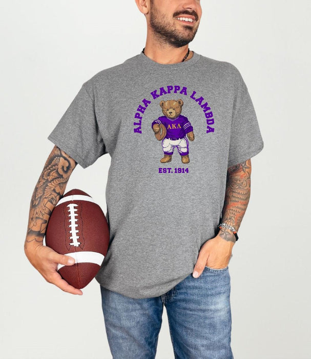 Alpha Kappa Lambda Teddy Bear Football T Shirt Alpha Kappa Lambda Teddy Bear Football T-Shirt